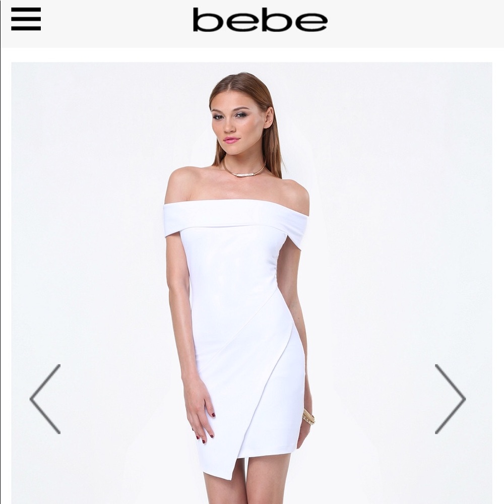 Bebe White Off the Shoulder Dress